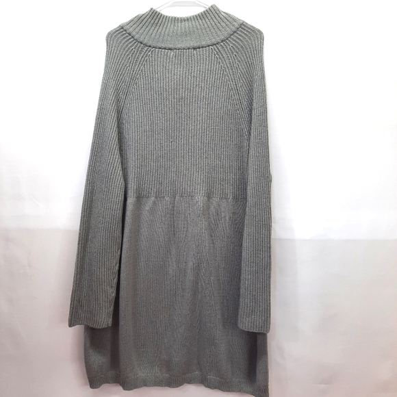 Woman Within Long Sleeve Womens Cable Knit Dress Cardigan Mock Neck Gray Size X1 - Picture 4 of 10
